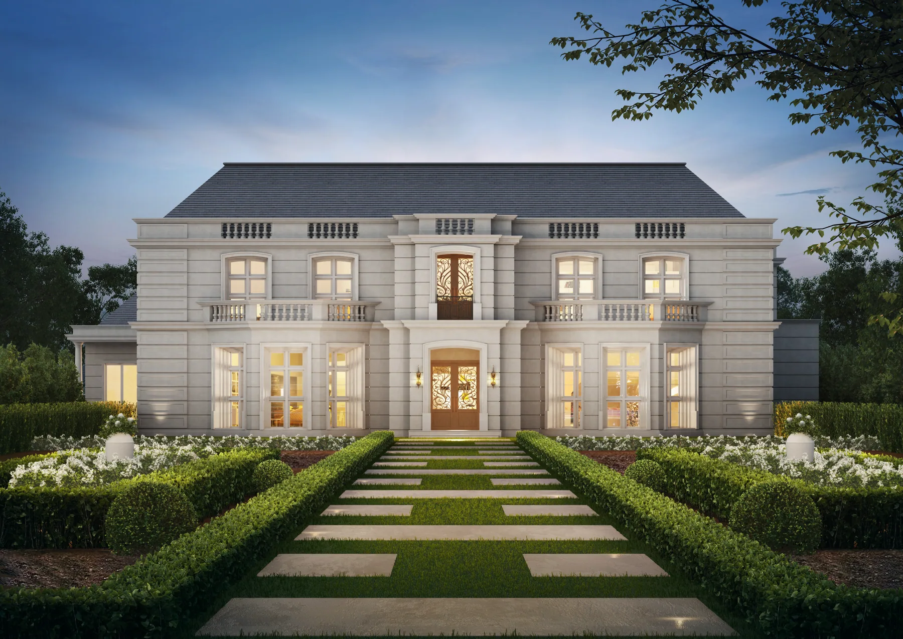 Mangarra Mansion: A formal mansion balancing classical proportion with sculptural interior details and landscaped entertaining areas.
